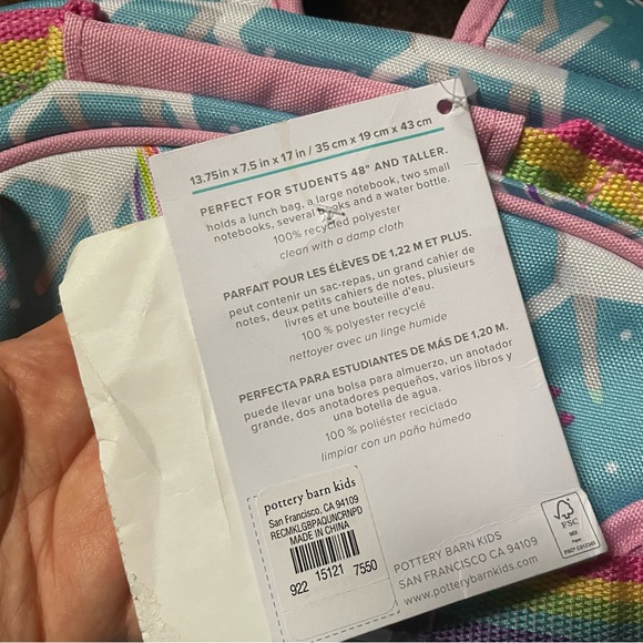 Pottery Barn Kids Large Mackenzie Aqua Unicorn Backpack OAKLYN embroidered - Picture 4 of 9